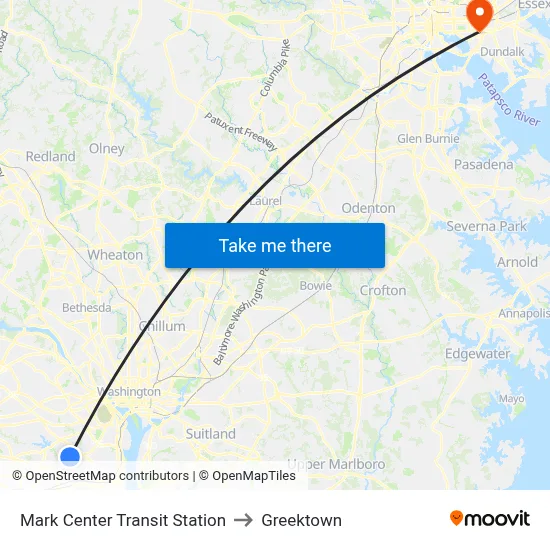 Mark Center Transit Station to Greektown map