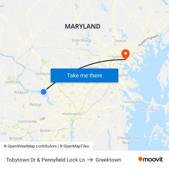 Tobytown Dr & Pennyfield Lock Ln to Greektown map