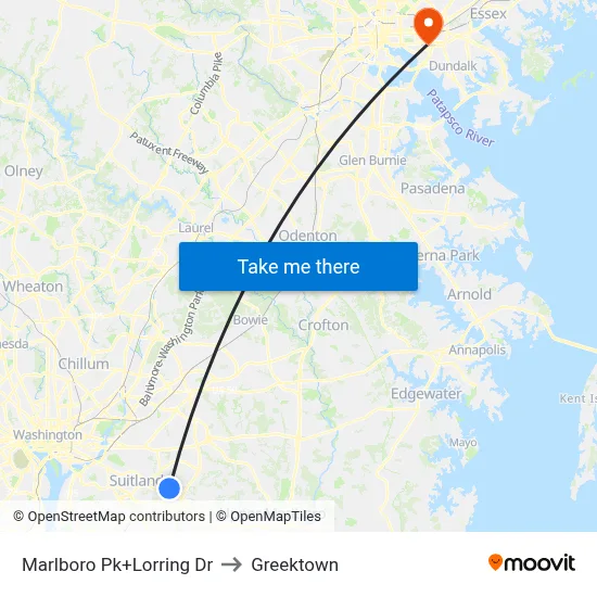 Marlboro Pk+Lorring Dr to Greektown map