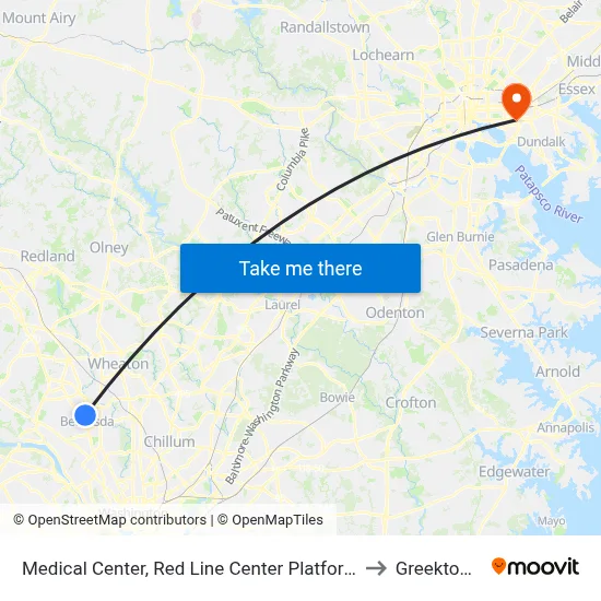 Medical Center, Red Line Center Platform to Greektown map