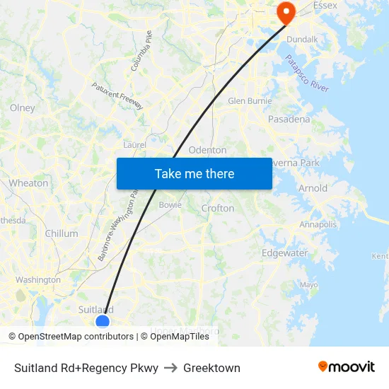 Suitland Rd+Regency Pkwy to Greektown map