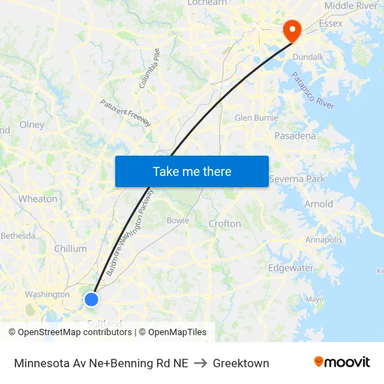 Minnesota Av Ne+Benning Rd NE to Greektown map