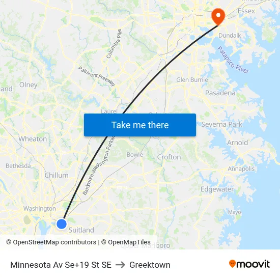 Minnesota Av Se+19 St SE to Greektown map