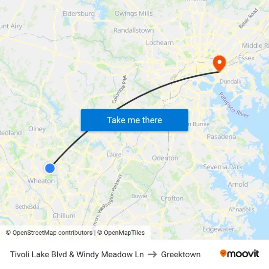 Tivoli Lake Blvd & Windy Meadow Ln to Greektown map
