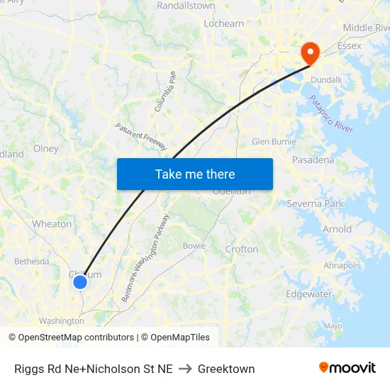 Riggs Rd Ne+Nicholson St NE to Greektown map