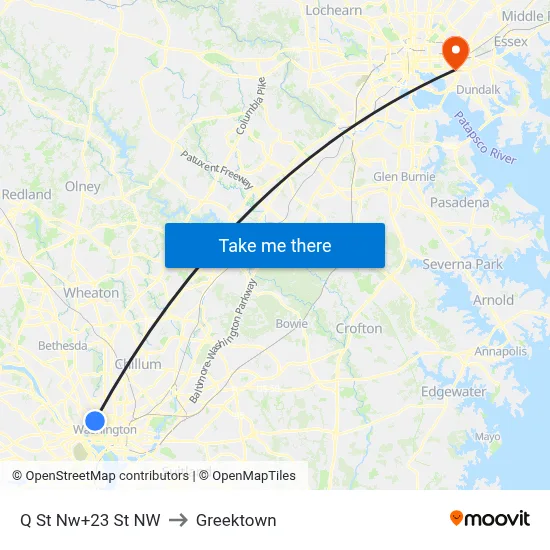 Q St Nw+23 St NW to Greektown map