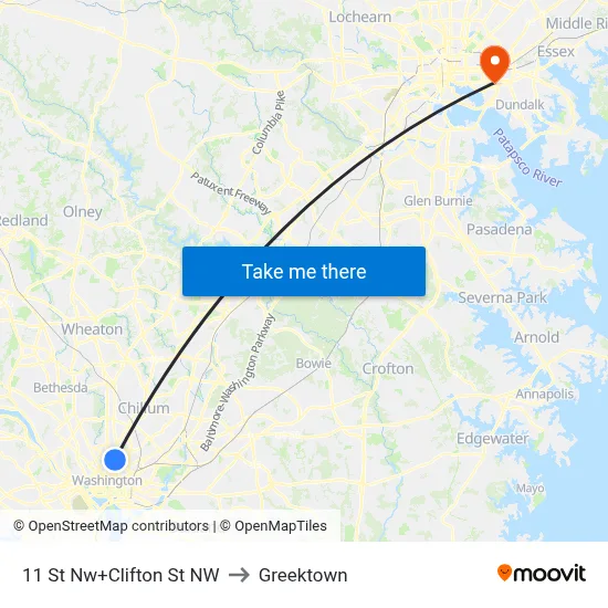 11 St Nw+Clifton St NW to Greektown map