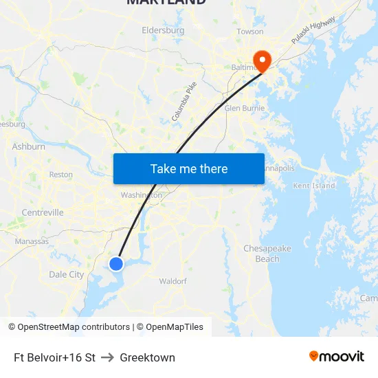 Ft Belvoir+16 St to Greektown map