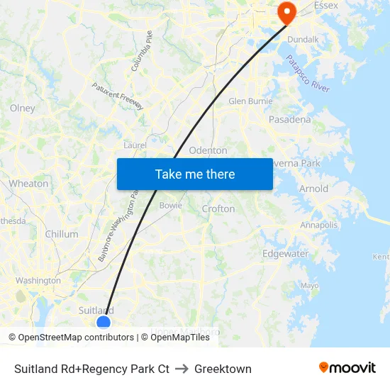 Suitland Rd+Regency Park Ct to Greektown map