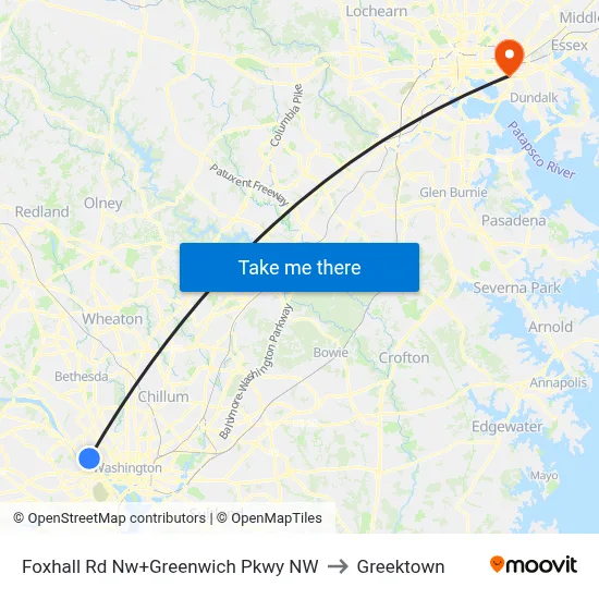 Foxhall Rd Nw+Greenwich Pkwy NW to Greektown map