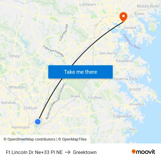 Ft Lincoln Dr Ne+33 Pl NE to Greektown map