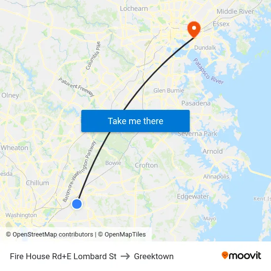 Fire House Rd+E Lombard St to Greektown map