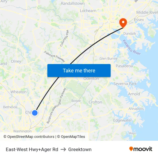 East-West Hwy+Ager Rd to Greektown map