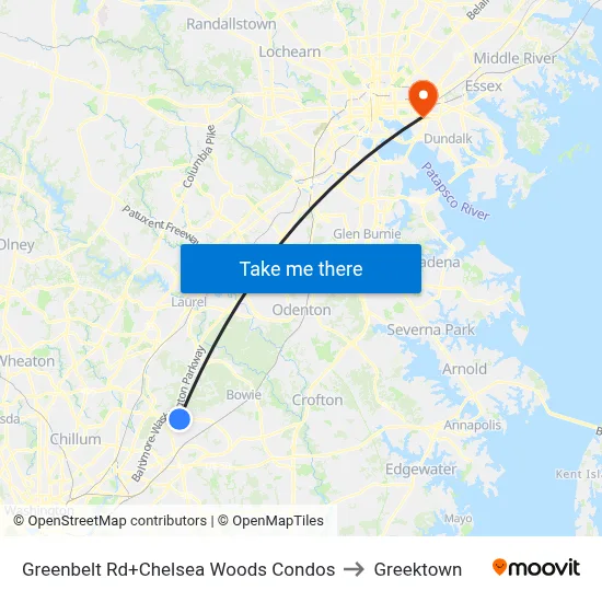 Greenbelt Rd+Chelsea Woods Condos to Greektown map
