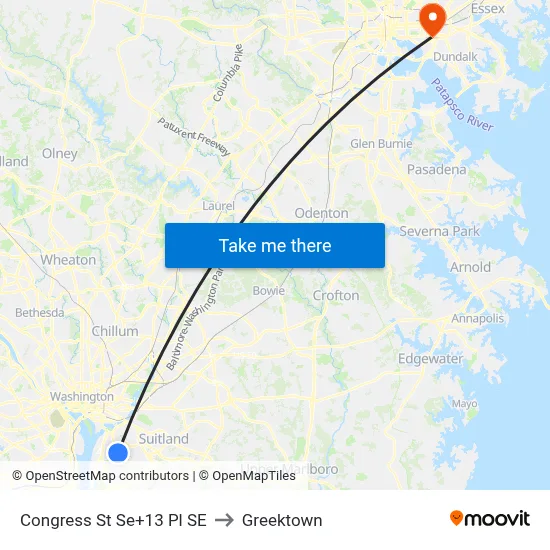 Congress St Se+13 Pl SE to Greektown map