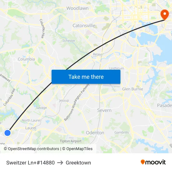 Sweitzer Ln+#14880 to Greektown map