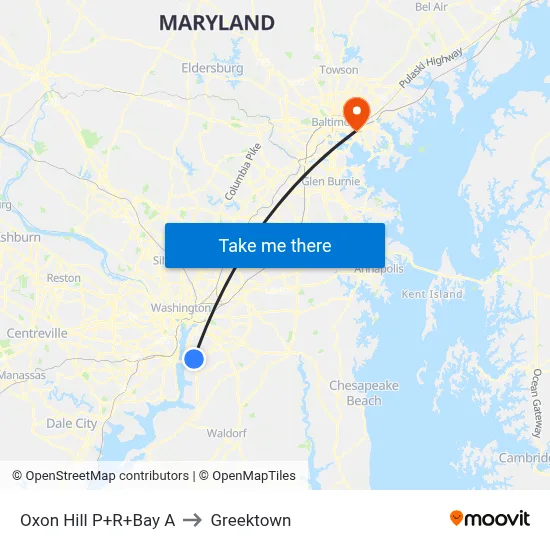 Oxon Hill P+R+Bay A to Greektown map