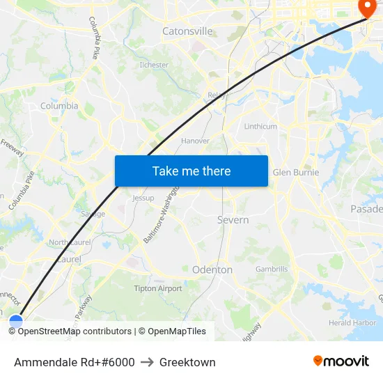 Ammendale Rd+#6000 to Greektown map