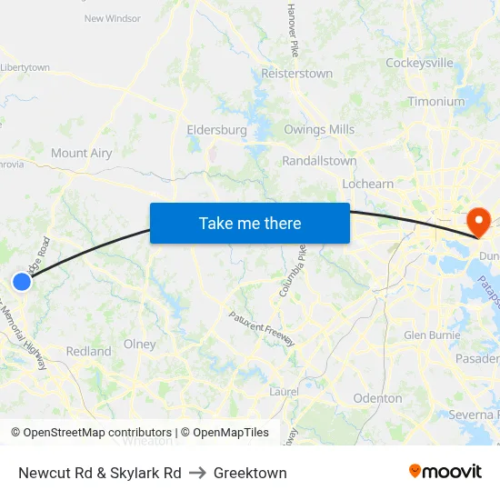 Newcut Rd & Skylark Rd to Greektown map
