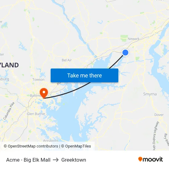 Acme - Big Elk Mall to Greektown map