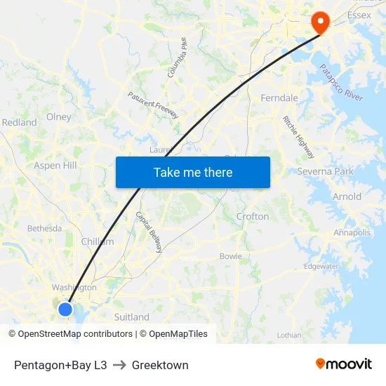 Pentagon+Bay L3 to Greektown map