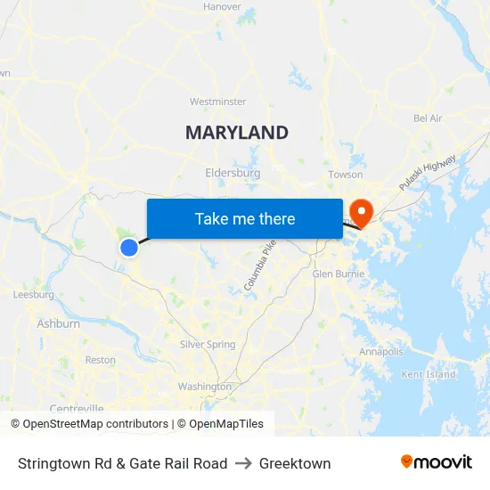 Stringtown Rd & Gate Rail Road to Greektown map