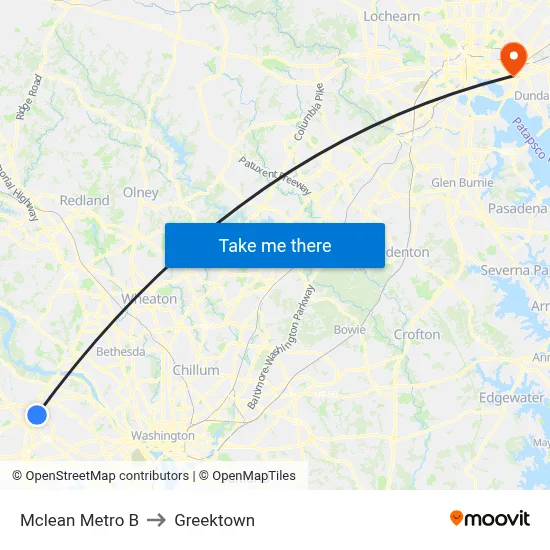 Mclean Metro B to Greektown map