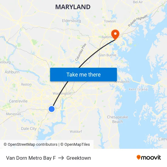 Van Dorn Metro Bay F to Greektown map