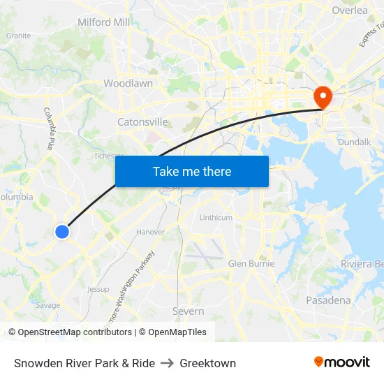 Snowden River Park & Ride to Greektown map