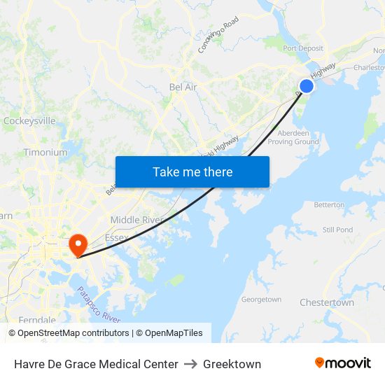 Havre De Grace Medical Center to Greektown map