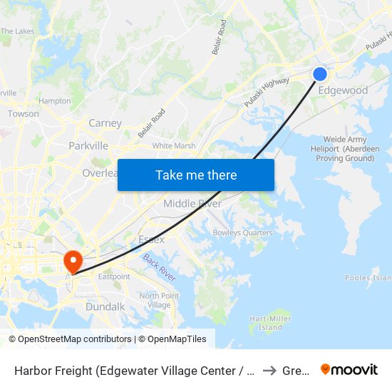 Harbor Freight (Edgewater Village Center / 1807 Pulaski Hwy / Stop Is on Us 40) to Greektown map