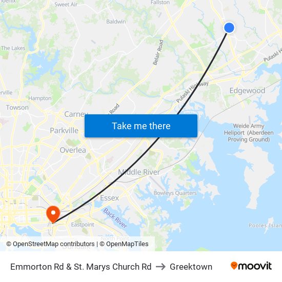 Emmorton Rd & St. Marys Church Rd to Greektown map