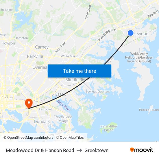 Meadowood Dr & Hanson Road to Greektown map