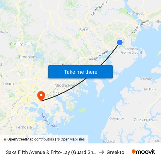 Saks Fifth Avenue & Frito-Lay (Guard Shack) to Greektown map