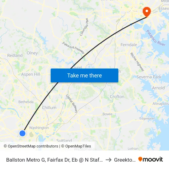 Ballston Metro G, Fairfax Dr, Eb @ N Stafford, Ns to Greektown map