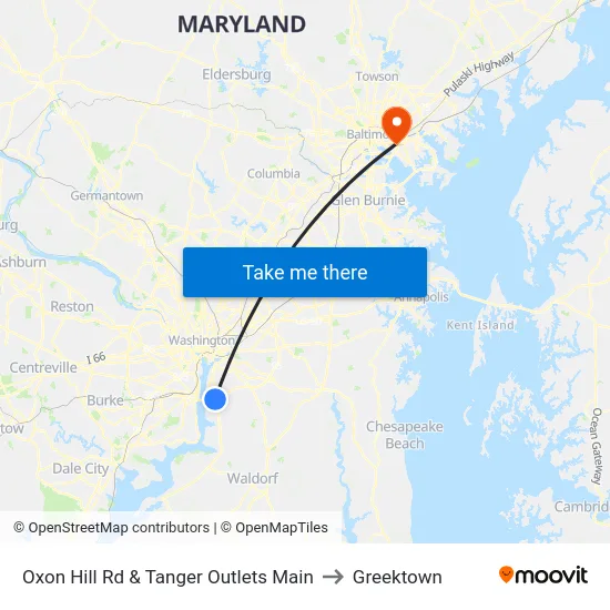 Oxon Hill Rd & Tanger Outlets Main to Greektown map