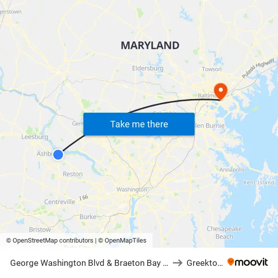 George Washington Blvd & Braeton Bay Terrace to Greektown map