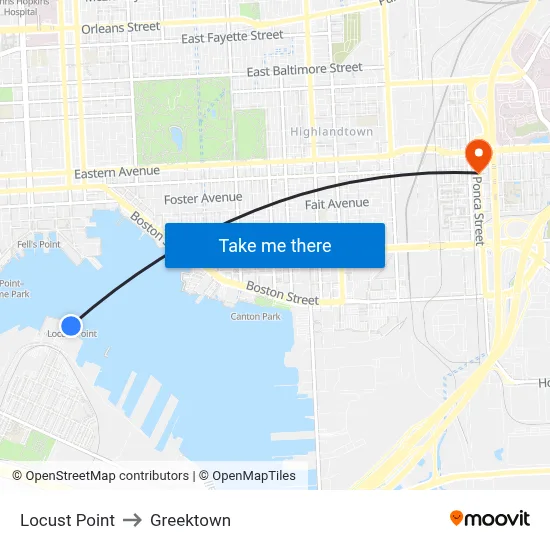 Locust Point to Greektown map