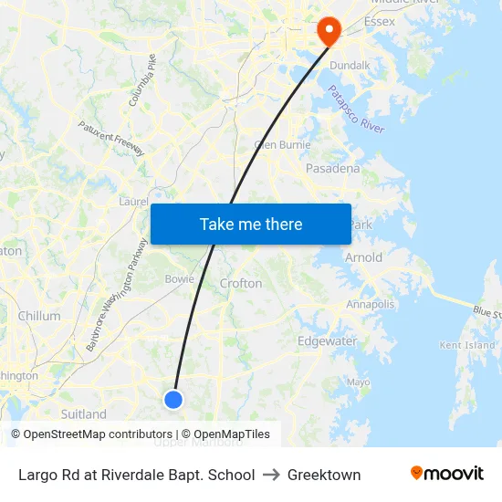 Largo Rd at Riverdale Bapt. School to Greektown map