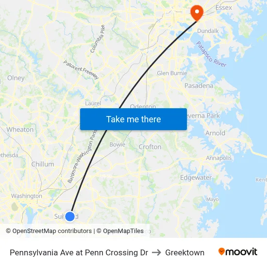 Pennsylvania Ave at Penn Crossing Dr to Greektown map