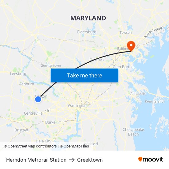 Herndon Metrorail Station to Greektown map
