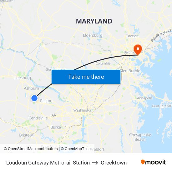 Loudoun Gateway Metrorail Station to Greektown map