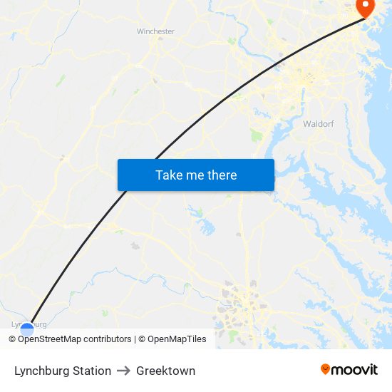 Lynchburg Station to Greektown map