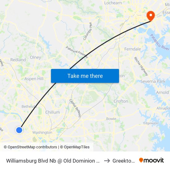 Williamsburg Blvd Nb @ Old Dominion Dr FS to Greektown map