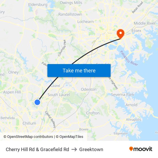 Cherry Hill Rd & Gracefield Rd to Greektown map