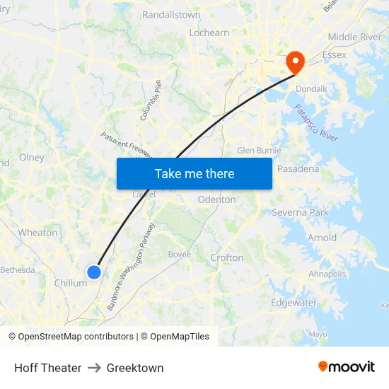 Hoff Theater to Greektown map