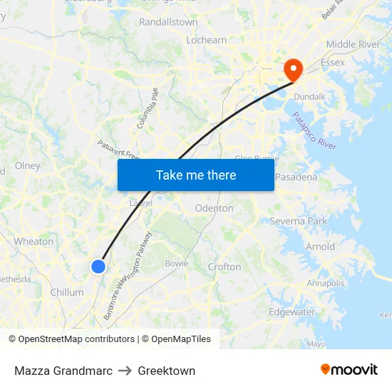Mazza Grandmarc to Greektown map