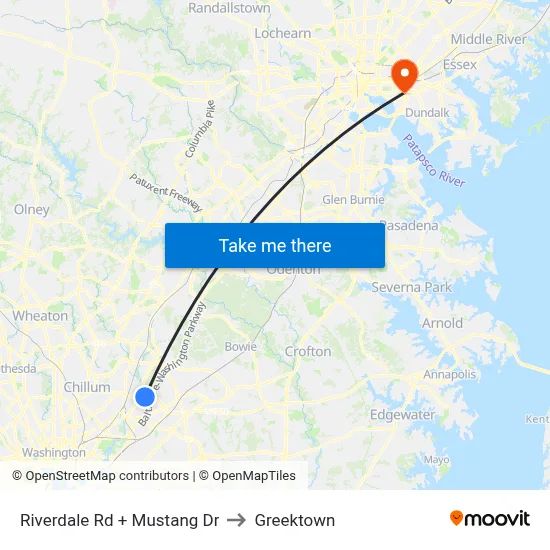 Riverdale Rd + Mustang Dr to Greektown map
