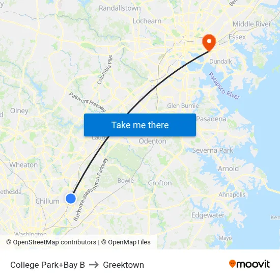 College Park+Bay B to Greektown map