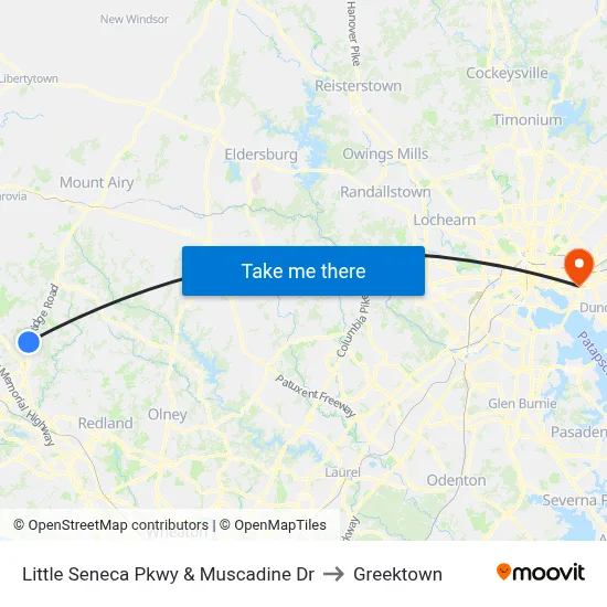 Little Seneca Pkwy & Muscadine Dr to Greektown map